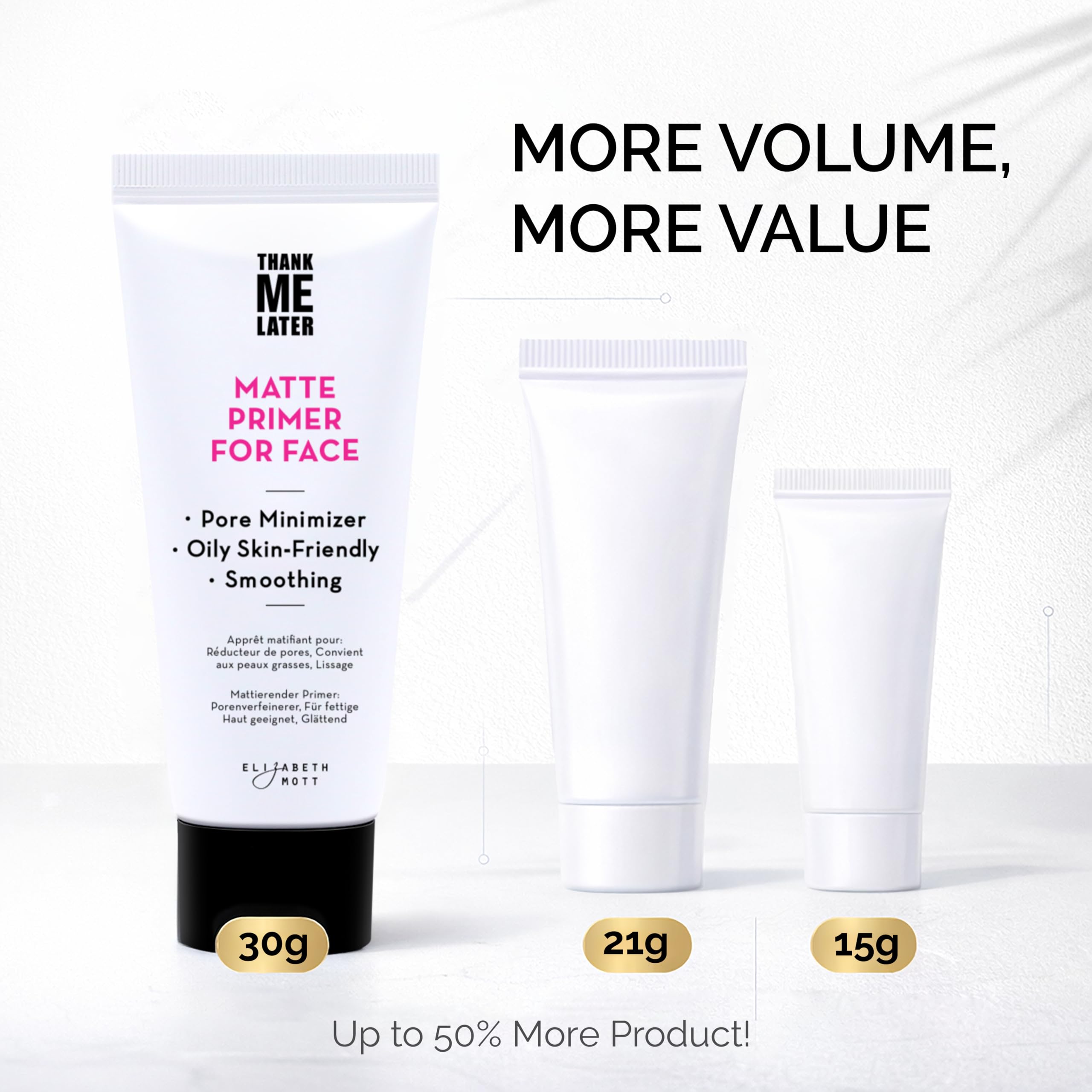 Elizabeth Mott Thank Me Later lissage-ridules — floute légèrement les ridules avant maquillage.