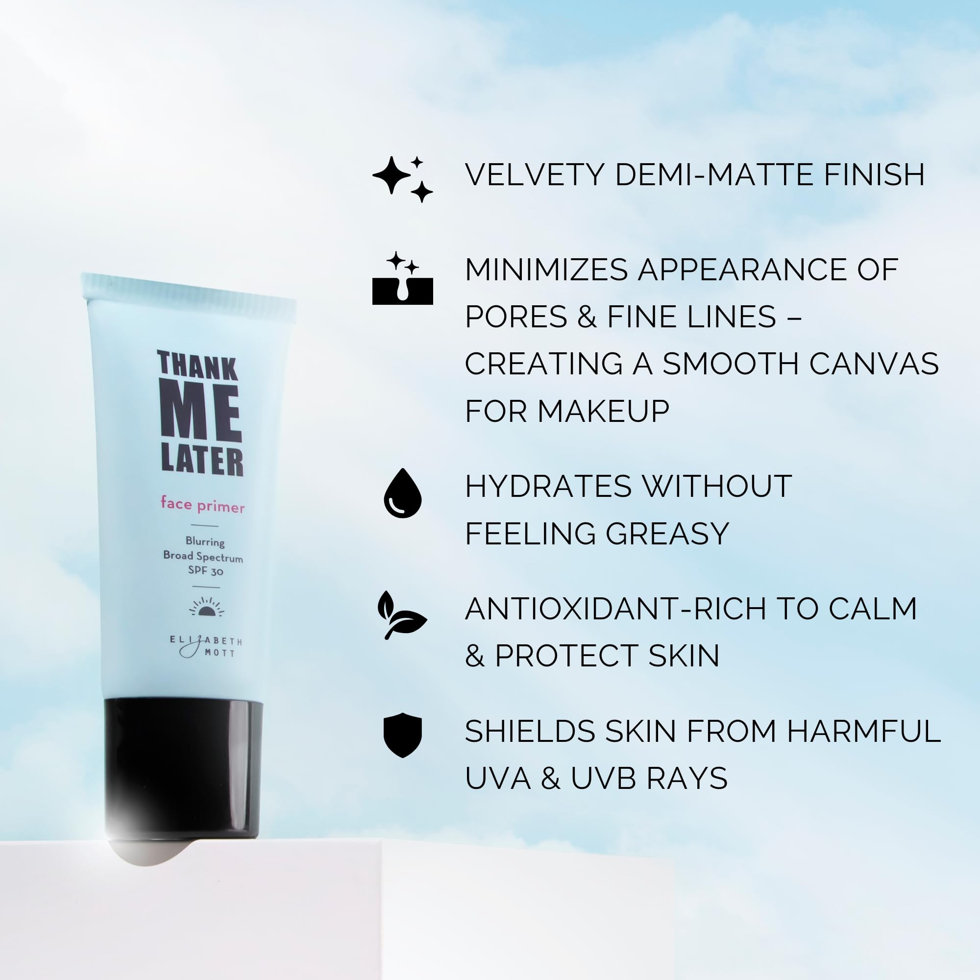 Elizabeth Mott Thank Me Later: fini demi-matte pour un teint doux.