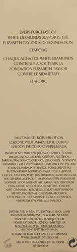 Texture douce de la lotion Elizabeth Taylor White Diamonds pour peau soyeuse