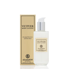 elizabethw vetiver lait-corps en bouteille 200 g offrant hydratation durable et agréable.
