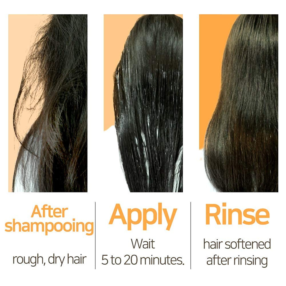 Application du masque Cer-100 sur cheveux endommagés, routine maison efficace.