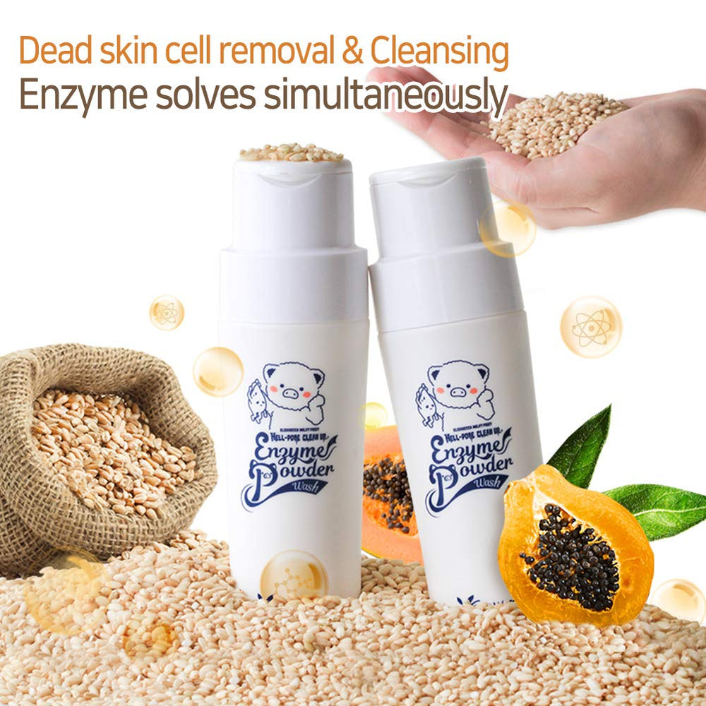 Application visage pour sensation nette et rafraîchissante avec Elizavecca Milky Piggy Hell-Pore Clean Up Enzyme Powder Wash.