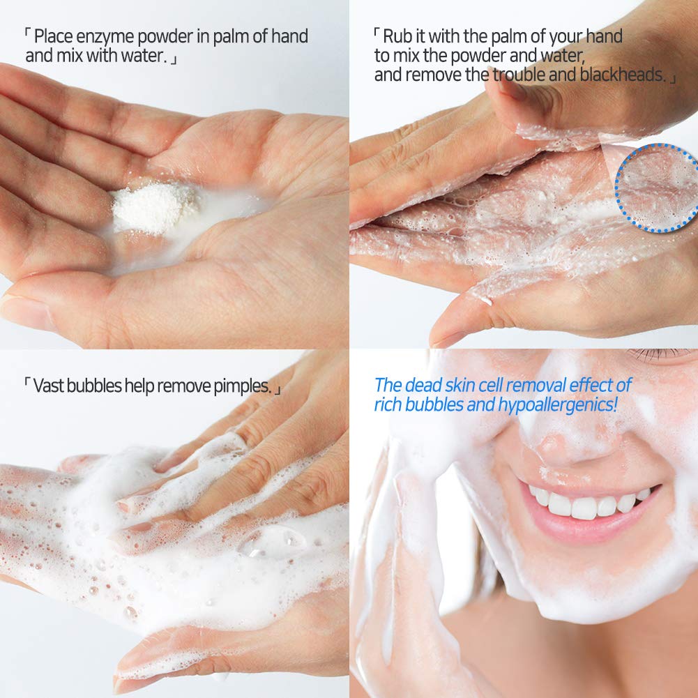 Bulle purifiante visible lors du rinçage avec Elizavecca Milky Piggy Hell-Pore Clean Up Enzyme Powder Wash.