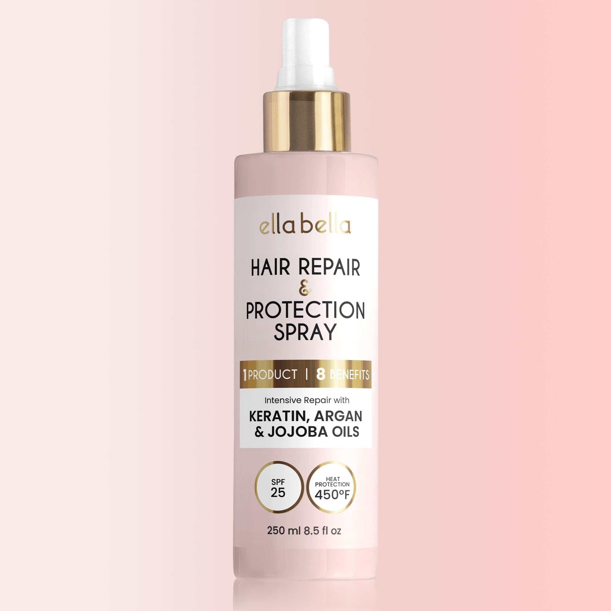ELLA BELLA All-in-1 Heat Protectant bottle ready for heat styling protection