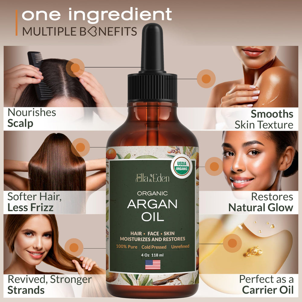 Ella & Eden huile d'argan bio - texture non grasse pour absorption rapide.