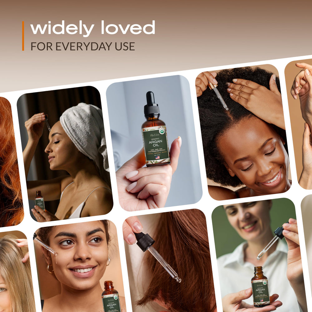 Ella & Eden huile d'argan bio - usage polyvalent pour cheveux et peau.