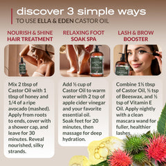 Application capillaire d'huile de ricin Ella & Eden pour cheveux nourris et brillants.
