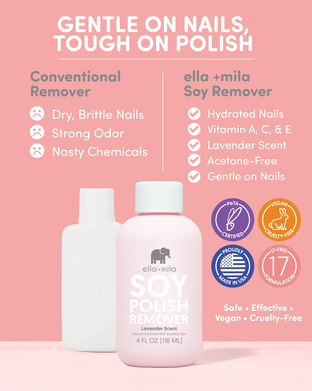 Coton pad appliqué sur l’ongle, retire le vernis en douceur.
