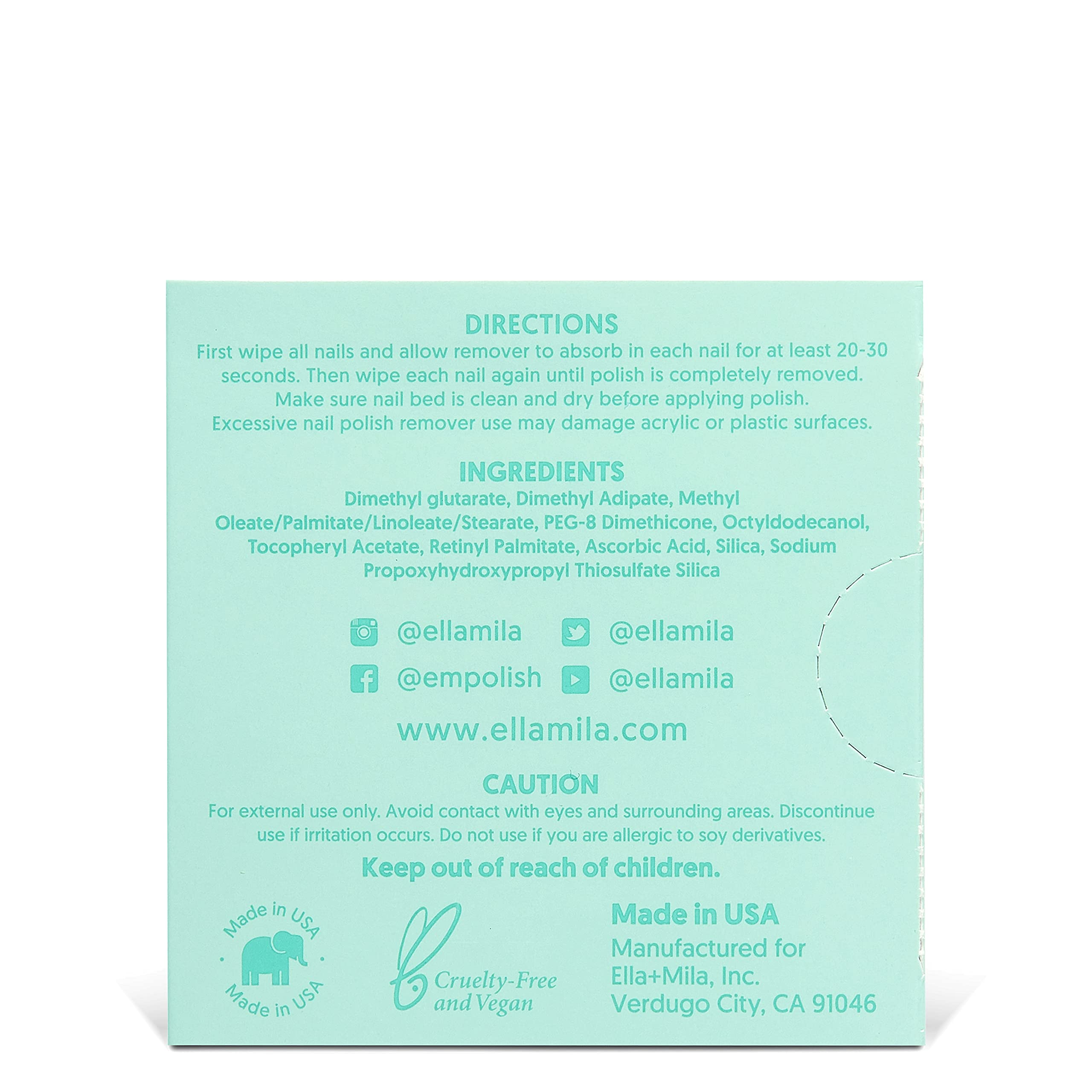 Emballage individuel Ella+mila, lingette sans peluche pour vernis