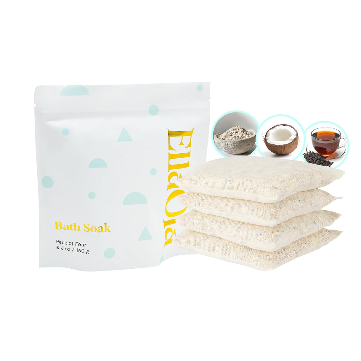 ELLAOLA Bain d’avoine: sachet coton bio, douceur naturelle pour peau sensible et sèche