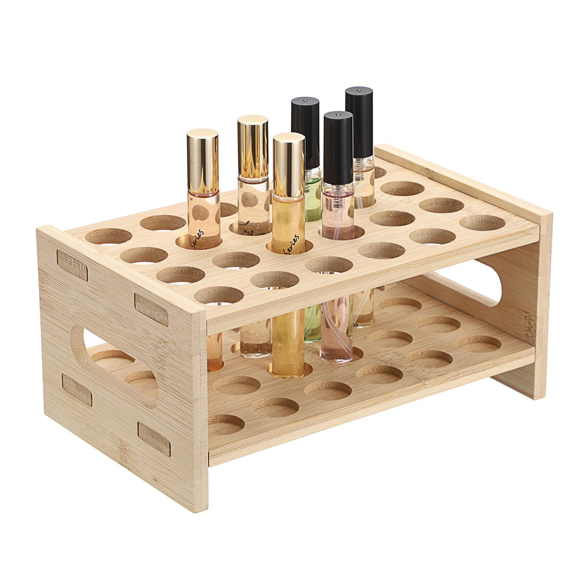 Elldoo organisateur parfums roll-on en bambou, rangement clair et pratique