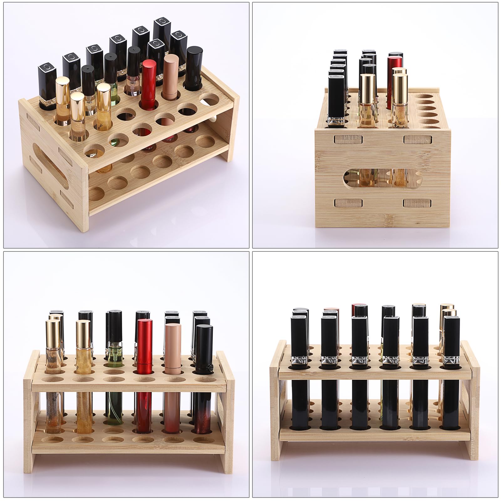 Elldoo support gloss à lèvres en bambou, rangement compact