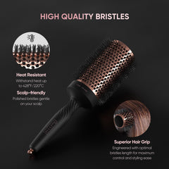 Brosse Ellen Evyse barillet céramique ventilé pour séchage doux et efficace.