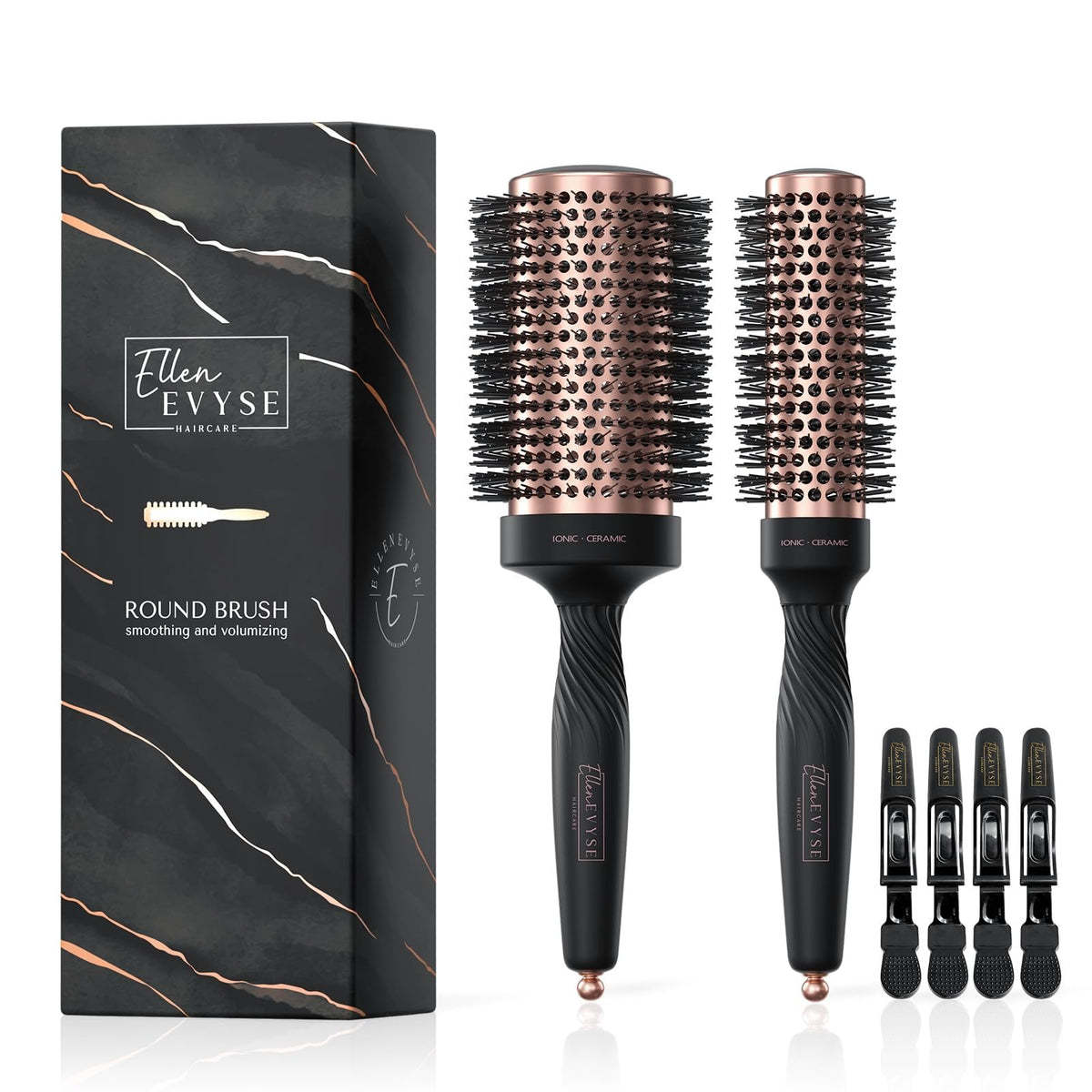 Brosse ronde Ellen Evyse ceramique 1,3 pouces pour volume et brillance.