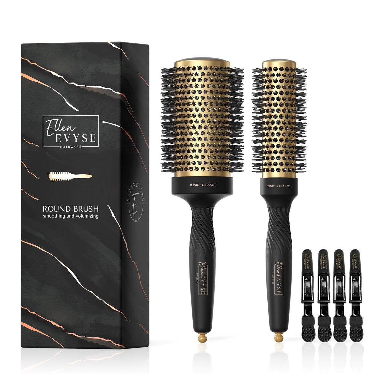 Brosse ronde céramique Ellen Evyse 2-en-1 pour séchage rapide