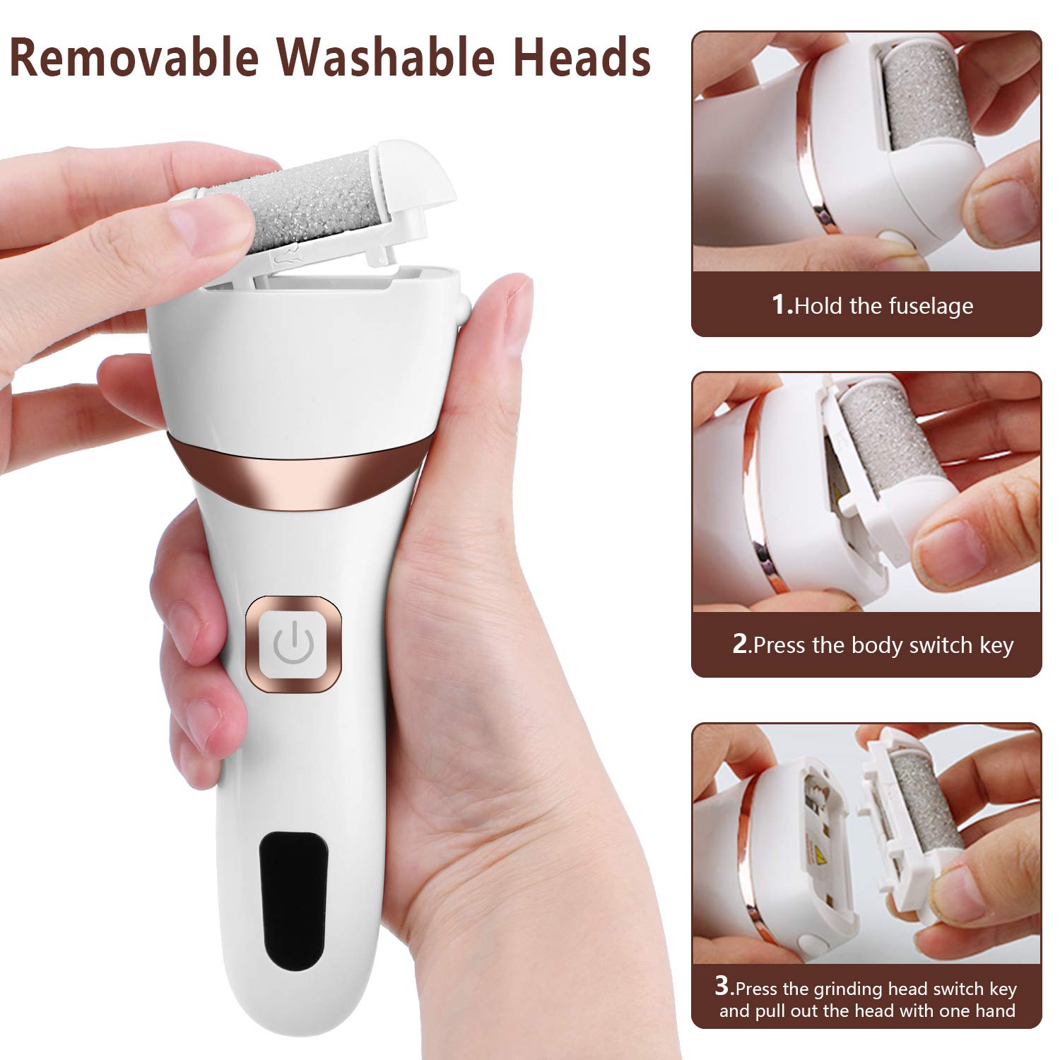 Tête de meulage rugueuse Elmchee vue rapprochée pour revitaliser les pieds.