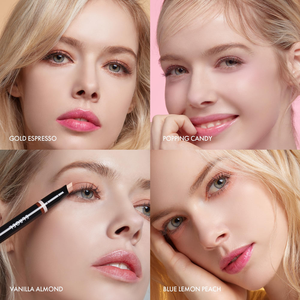 ELROEL Blanc Double Shadow Stick Blue-Lemon-Peach shimmer for a vibrant look