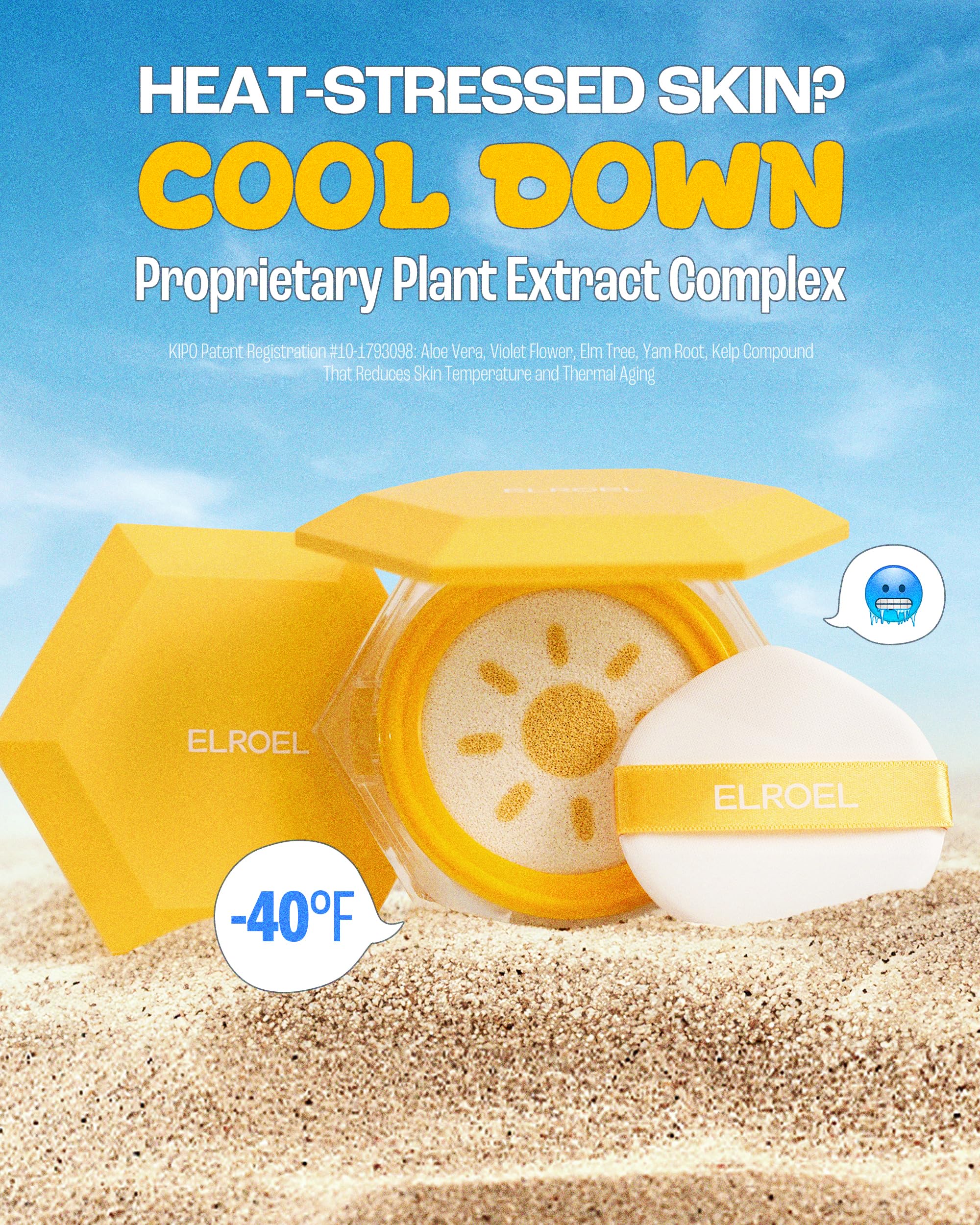 ELROEL Pang Pang Big Sun Cushion effet rafraîchissant lors de l’application