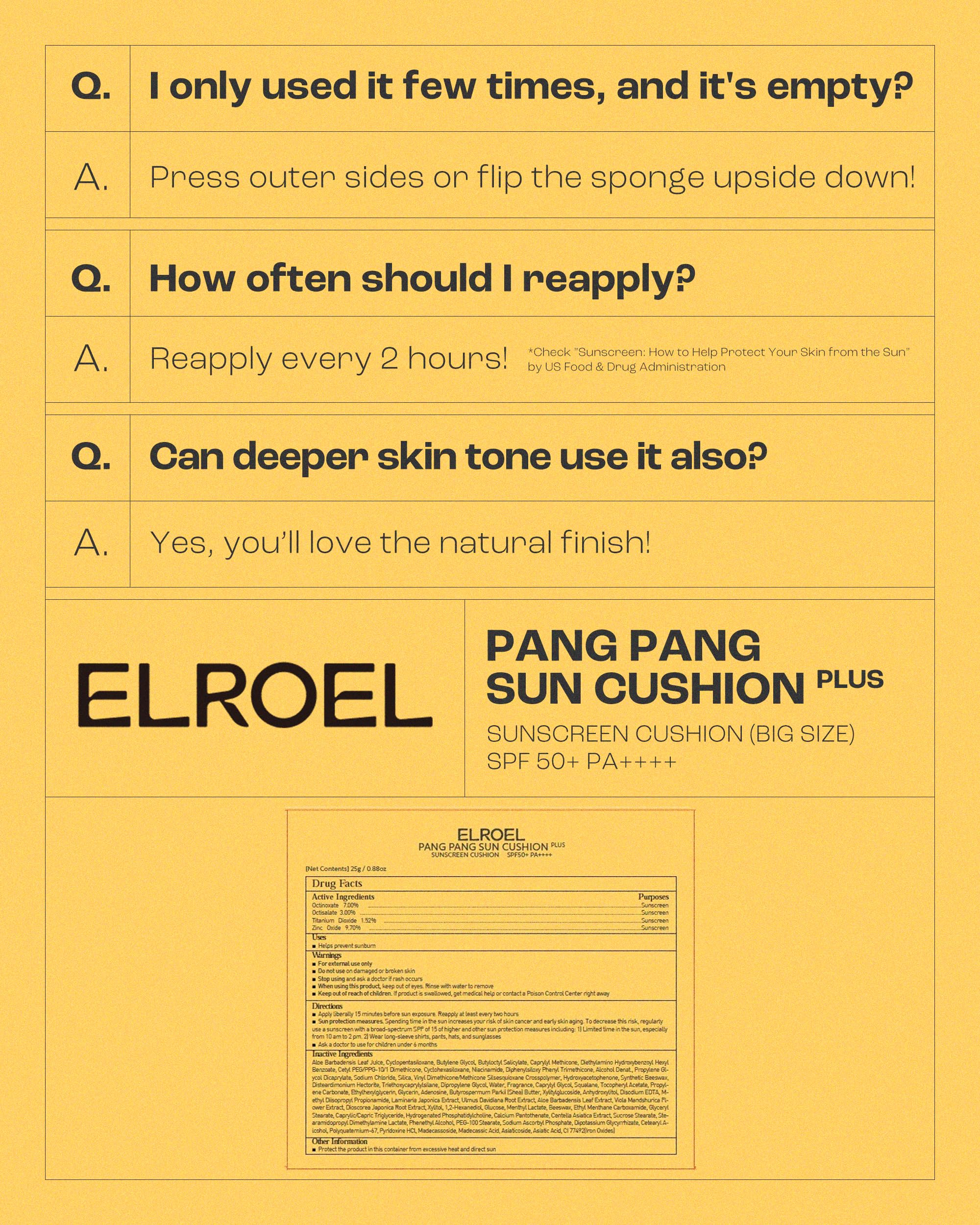 ELROEL Pang Pang Big Sun Cushion format luxueux et généreux