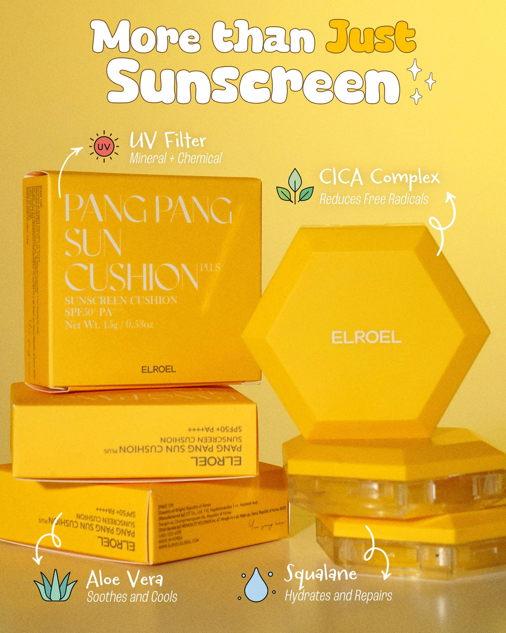 ELROEL Pang Pang Sun Cushion Plus voyage pratique et portable