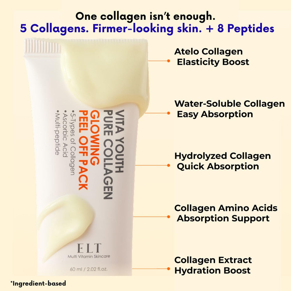ELT Pure Collagen Peel-Off Masque Visage Brillance révèle une peau lumineuse