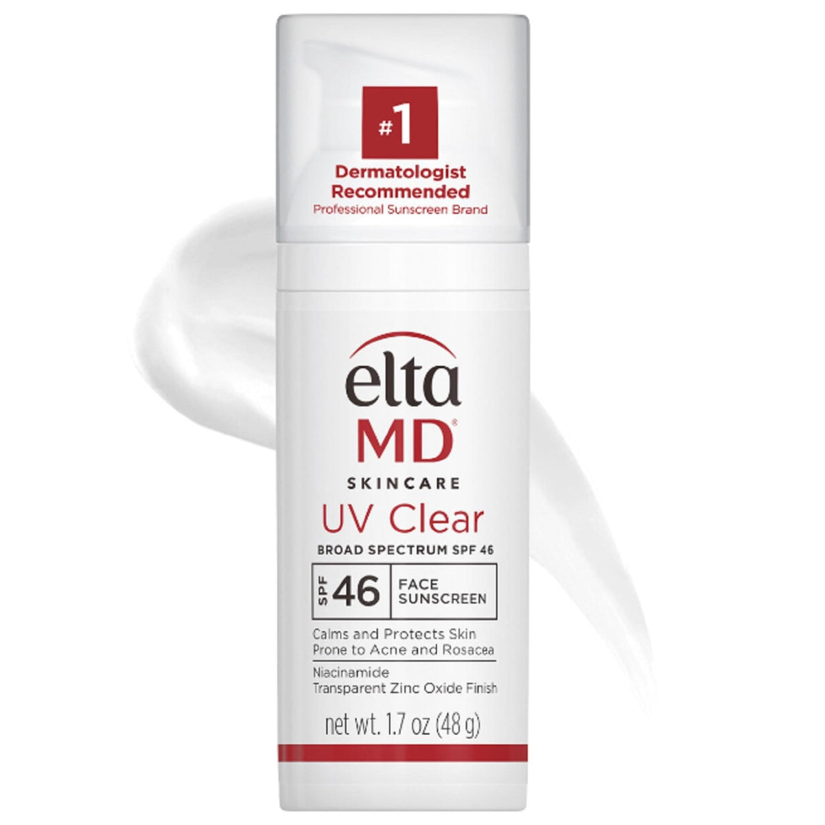 EltaMD UV Clear Visage pompe 46 offre une protection légère sans résidu blanc.