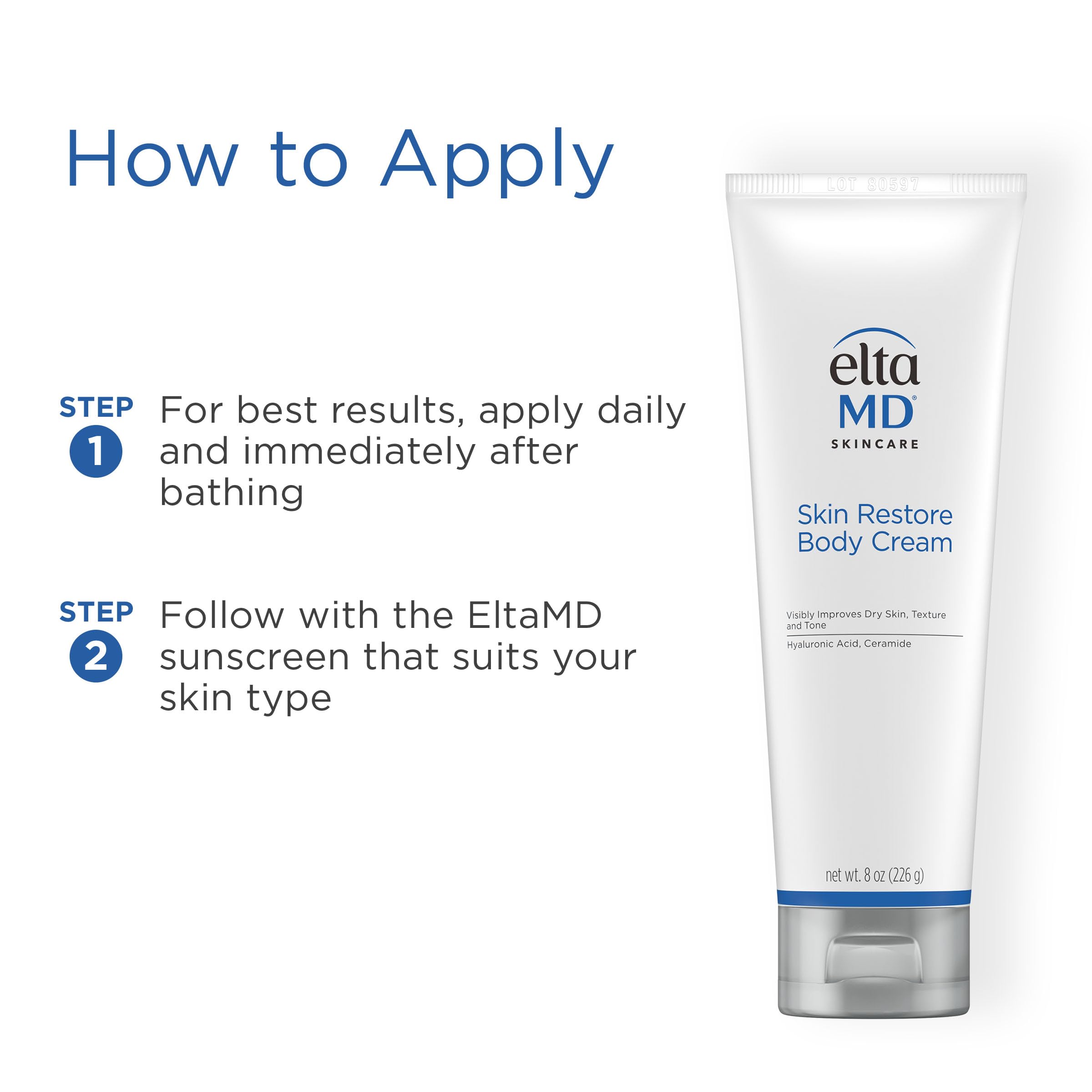 Texture hydratante EltaMD – apaise les peaux sèches après la douche.