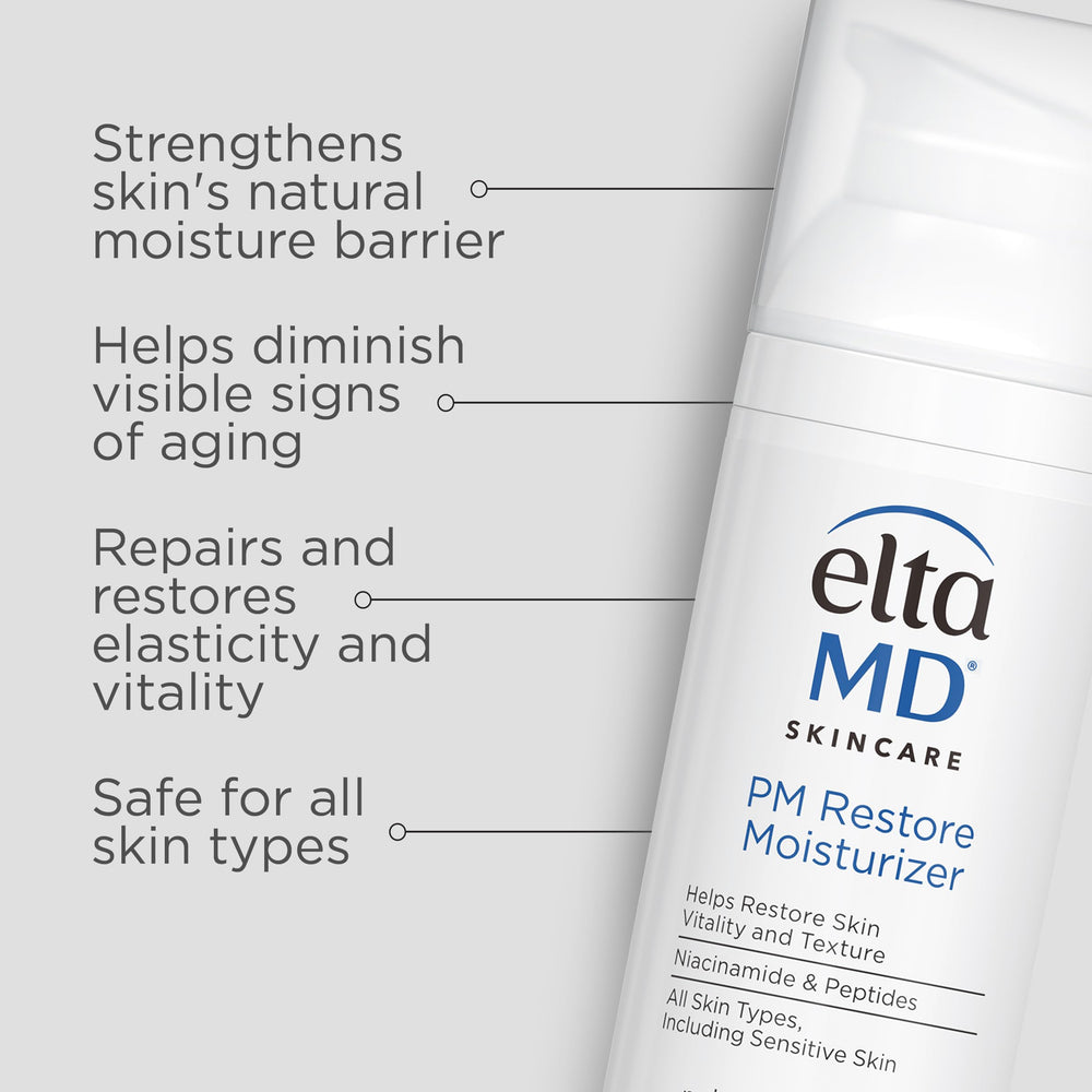 Texture creme-nuit EltaMD PM Restore qui laisse la peau douce au matin.