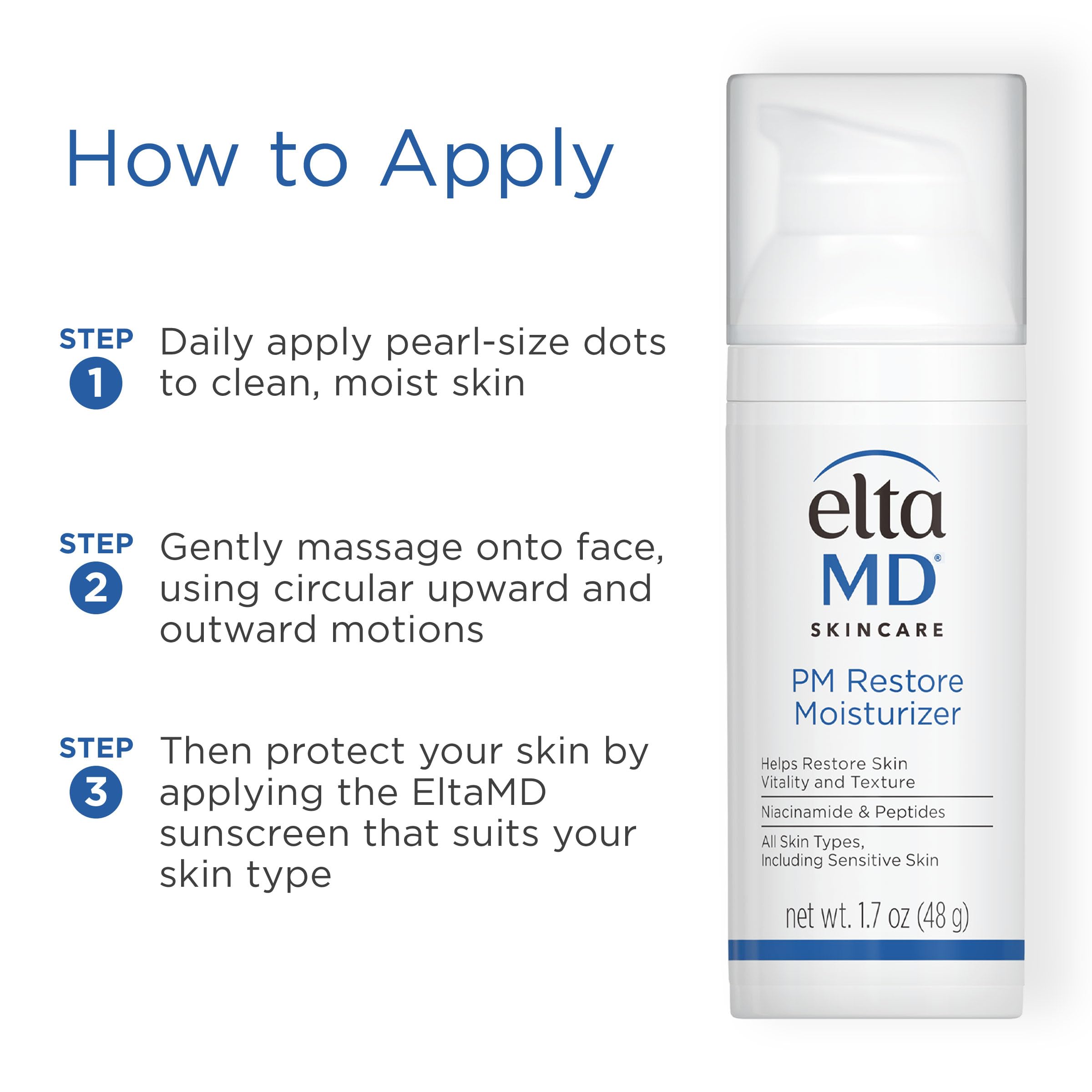 Peau hydratée au matin grâce à EltaMD PM Restore.