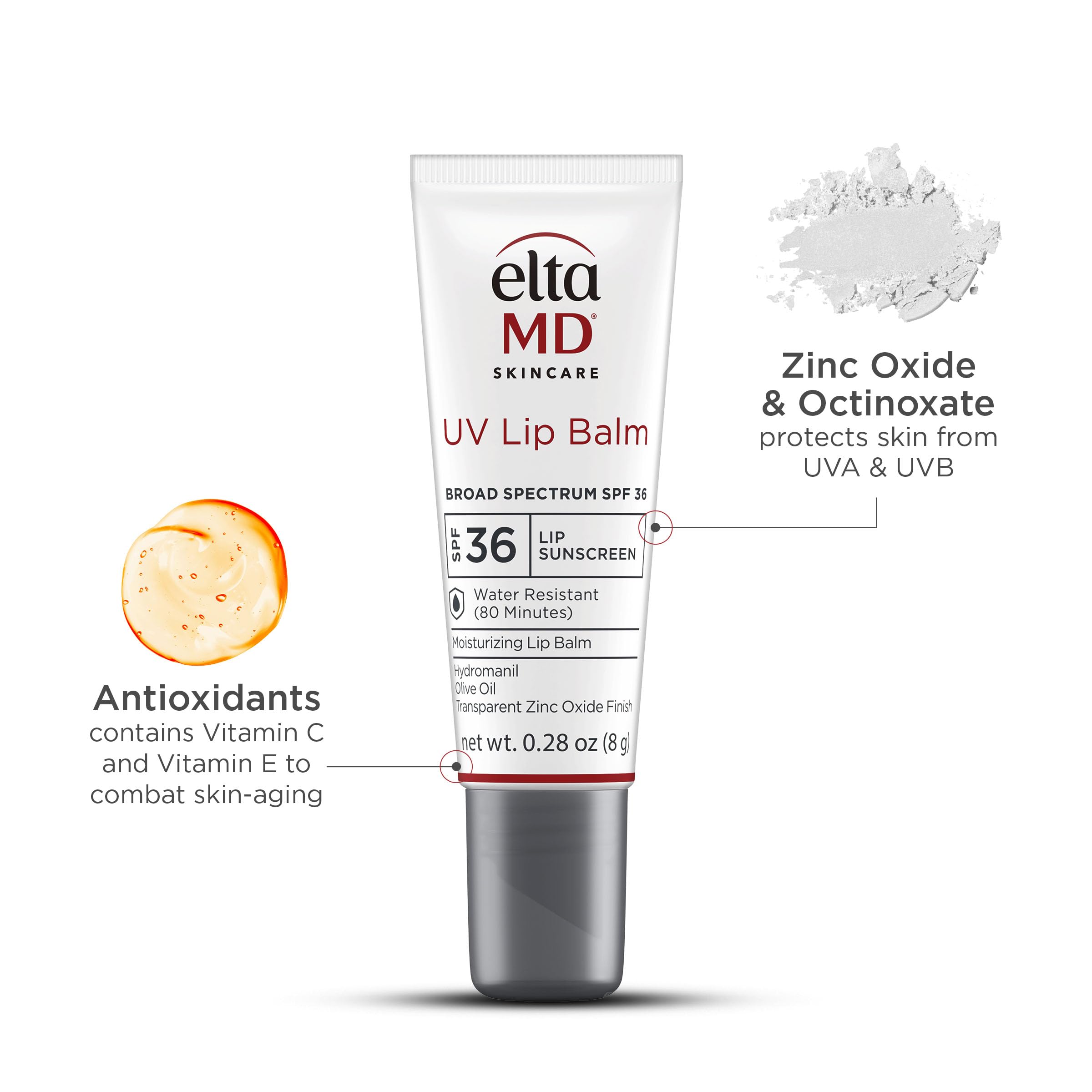 Protection UV des lèvres grâce au zinc transparent d'EltaMD