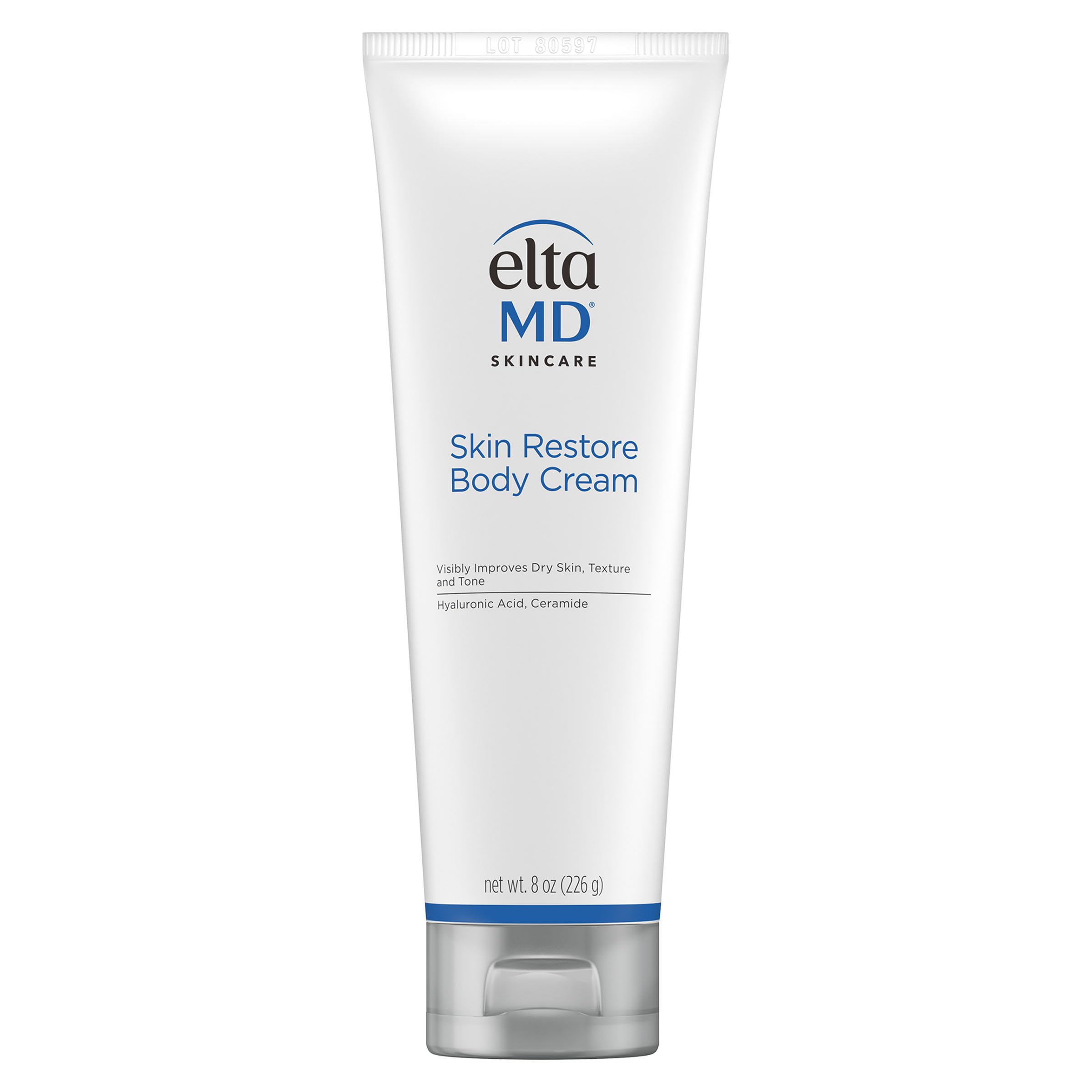 EltaMD Skin Restore Body Creme – flacon pompe, hydratation riche pour peau sèche.