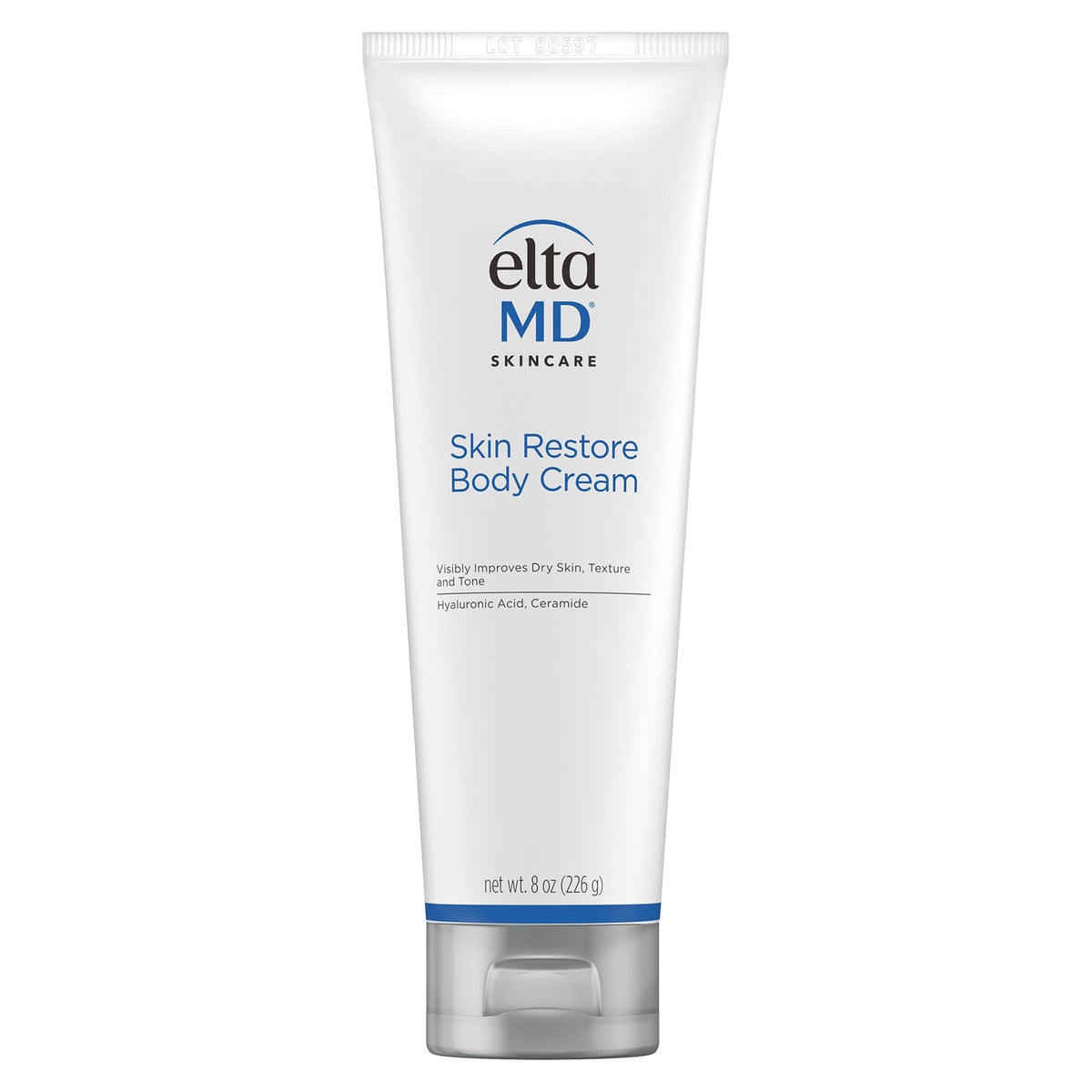 EltaMD Skin Restore Body Creme – flacon pompe, hydratation riche pour peau sèche.