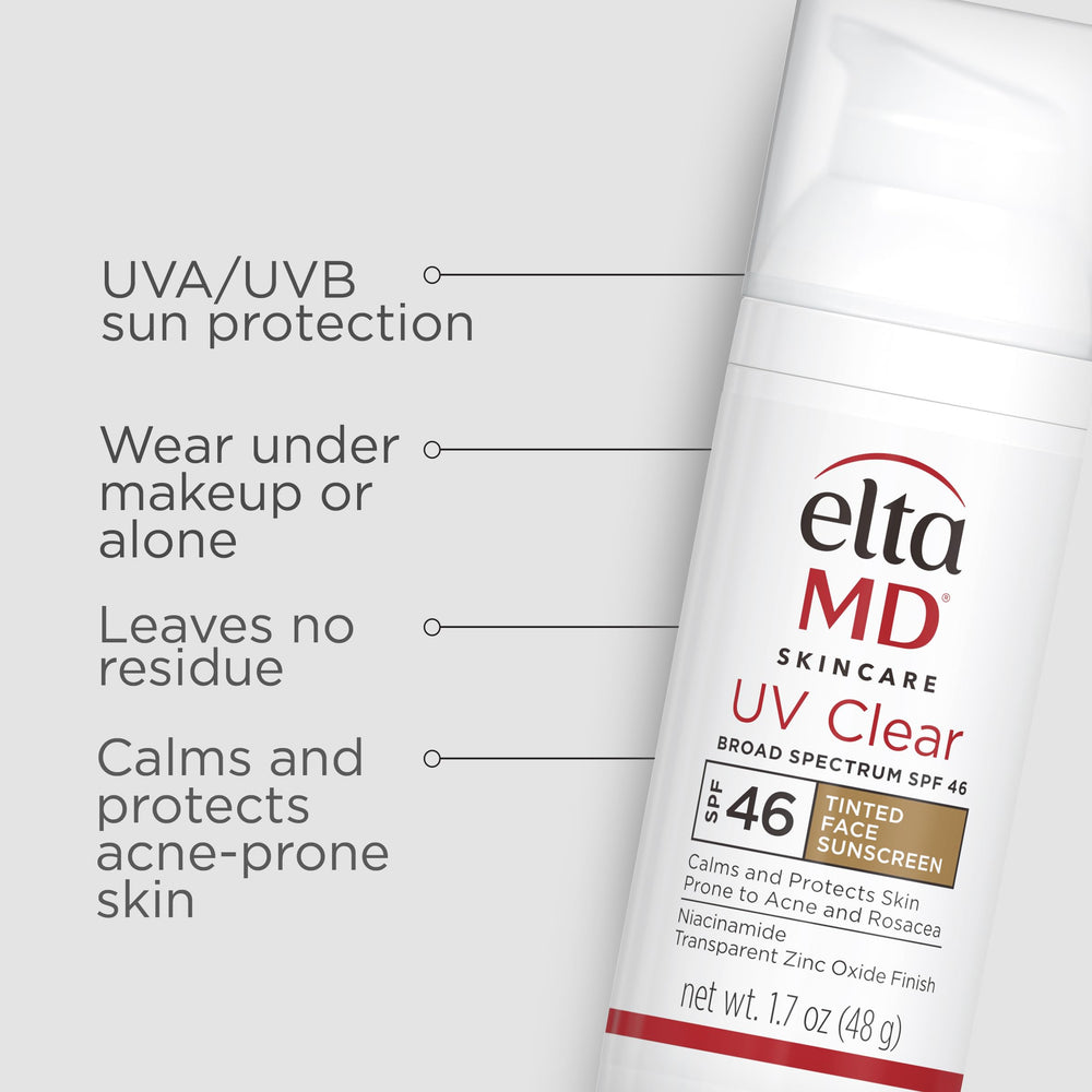 EltaMD SPF46 zinc-oxide – texture légère sur la peau