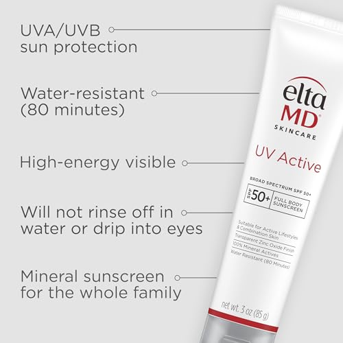 Crème solaire minérale SPF50+ d'EltaMD: formule non grasse pour visage et corps.