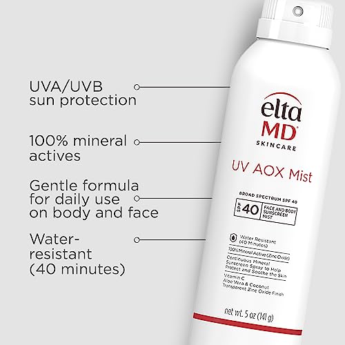 EltaMD UV AOX Mist minéral avec zinc protège des UVA/UVB sans fini gras