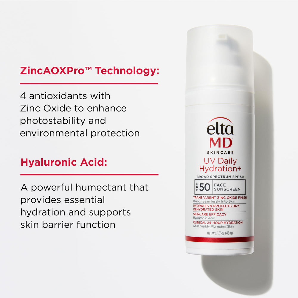 EltaMD UV Daily Hydration+ protection des cinq facteurs environnementaux pour la peau.