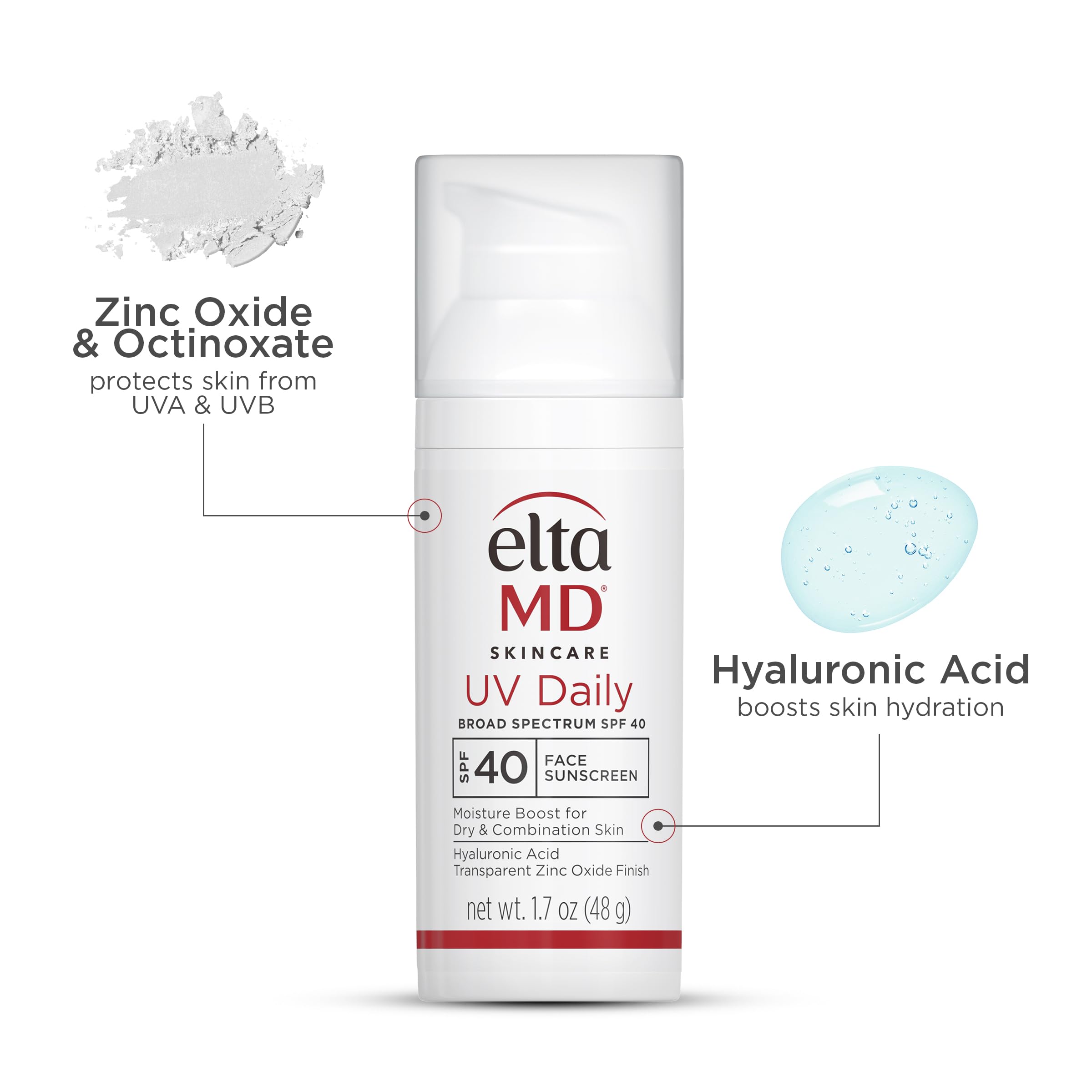 Parfum neutre et sans colorants de EltaMD UV Daily pour peaux sensibles.