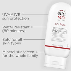EltaMD UV Pure sur la main, application facile et légère sans résidu gras.