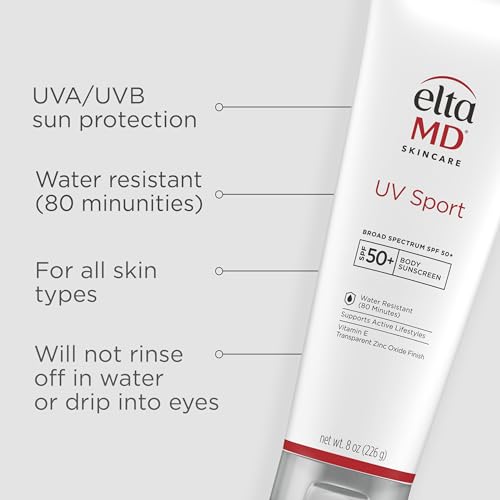 EltaMD UV Sport: application-visage-corps, texture légère et absorption rapide.