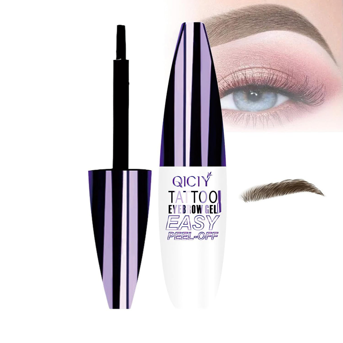 QICIY eltolent: gel sourcils à décollement facile pour une teinte précise et durable.