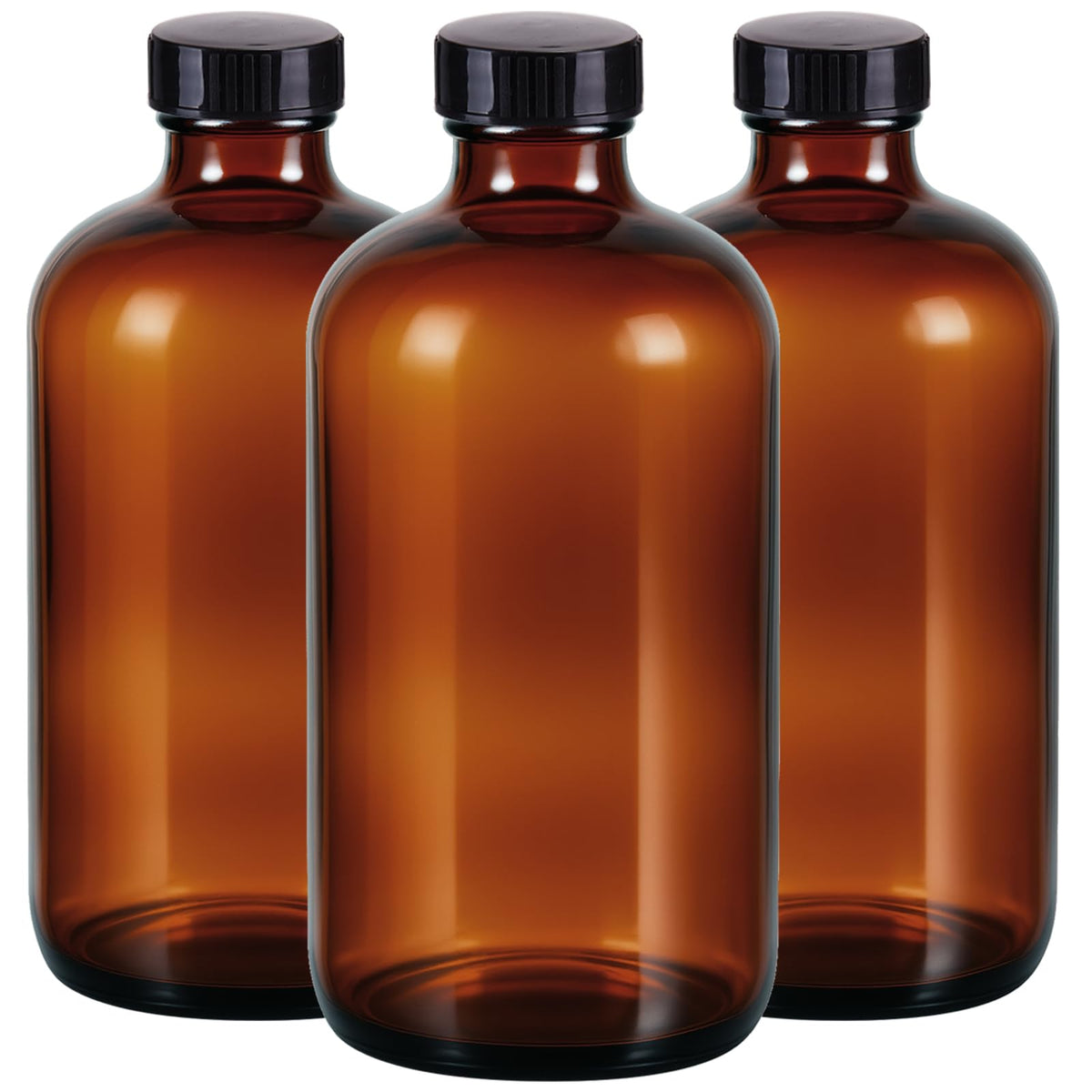 Bouteille Elumeiro ambrée ronde 16 oz prête à protéger les contenus sensibles.