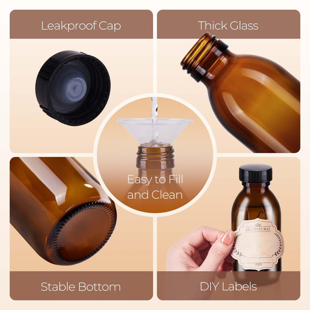 Sirop dans bouteille ambrée Elumeiro, présentation élégante et pratique
