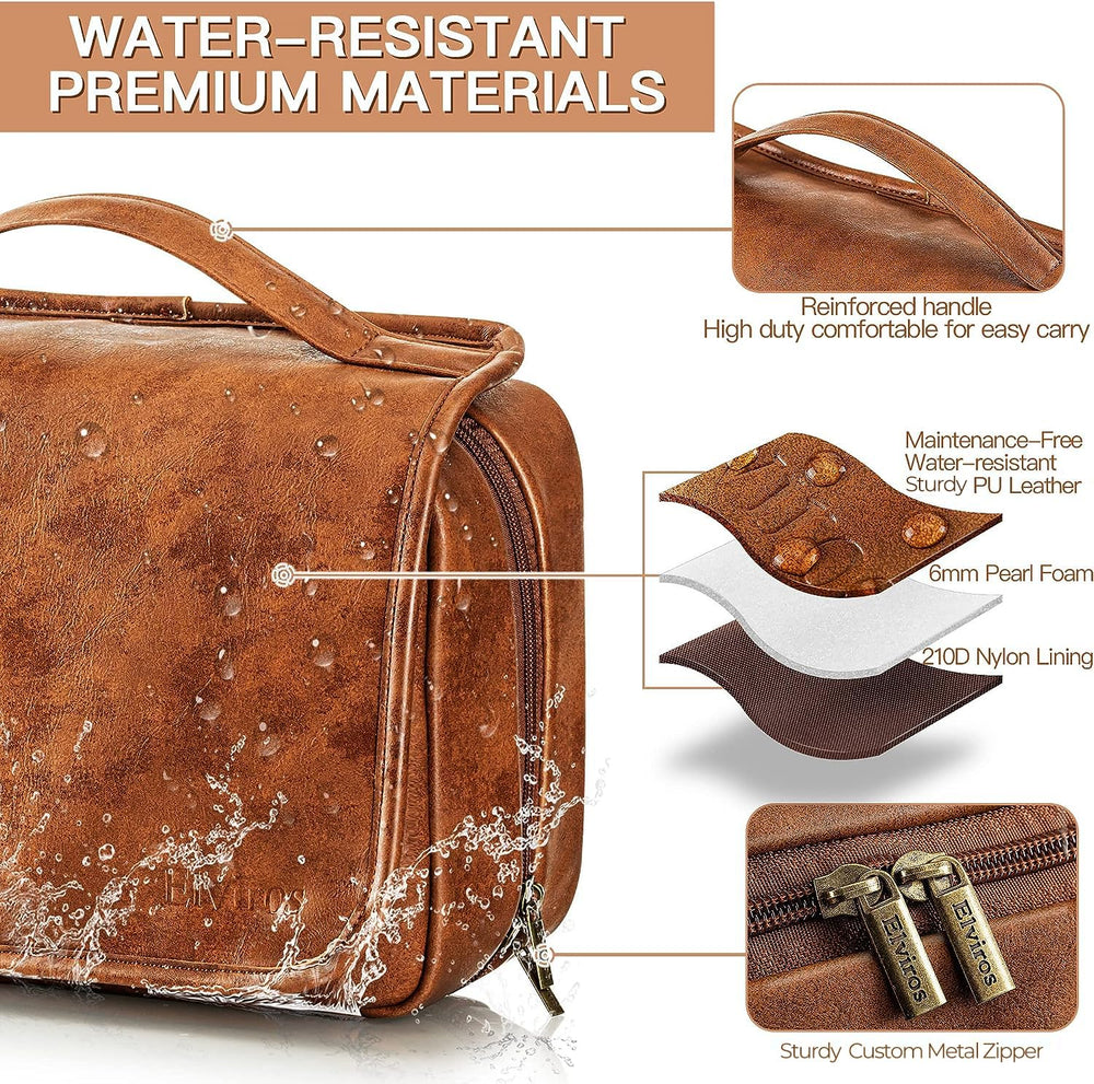 Elviros Dopp Kit en cuir PU imperméable protège les articles en déplacement