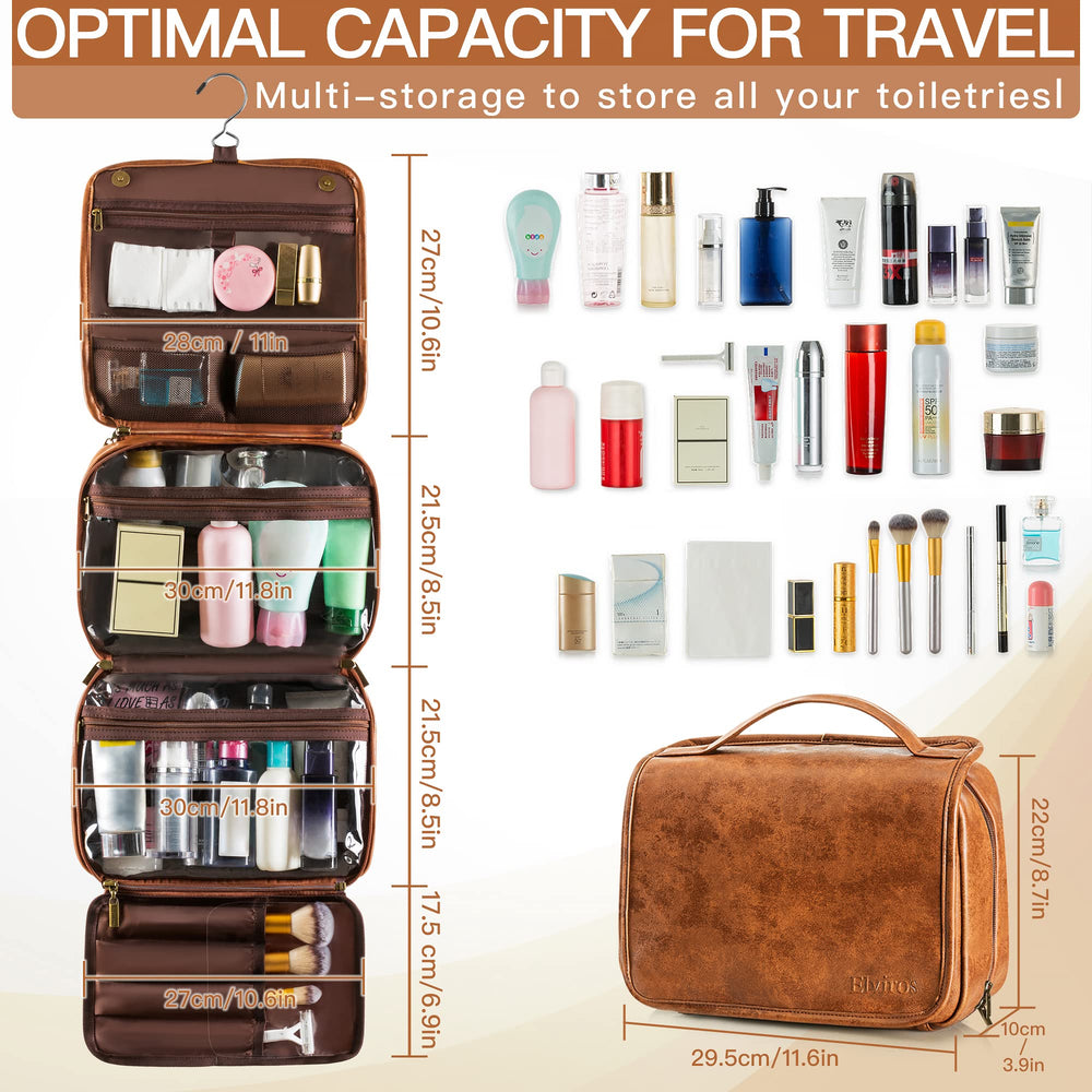 Elviros Dopp Kit organise l’intérieur avec sangles et poches
