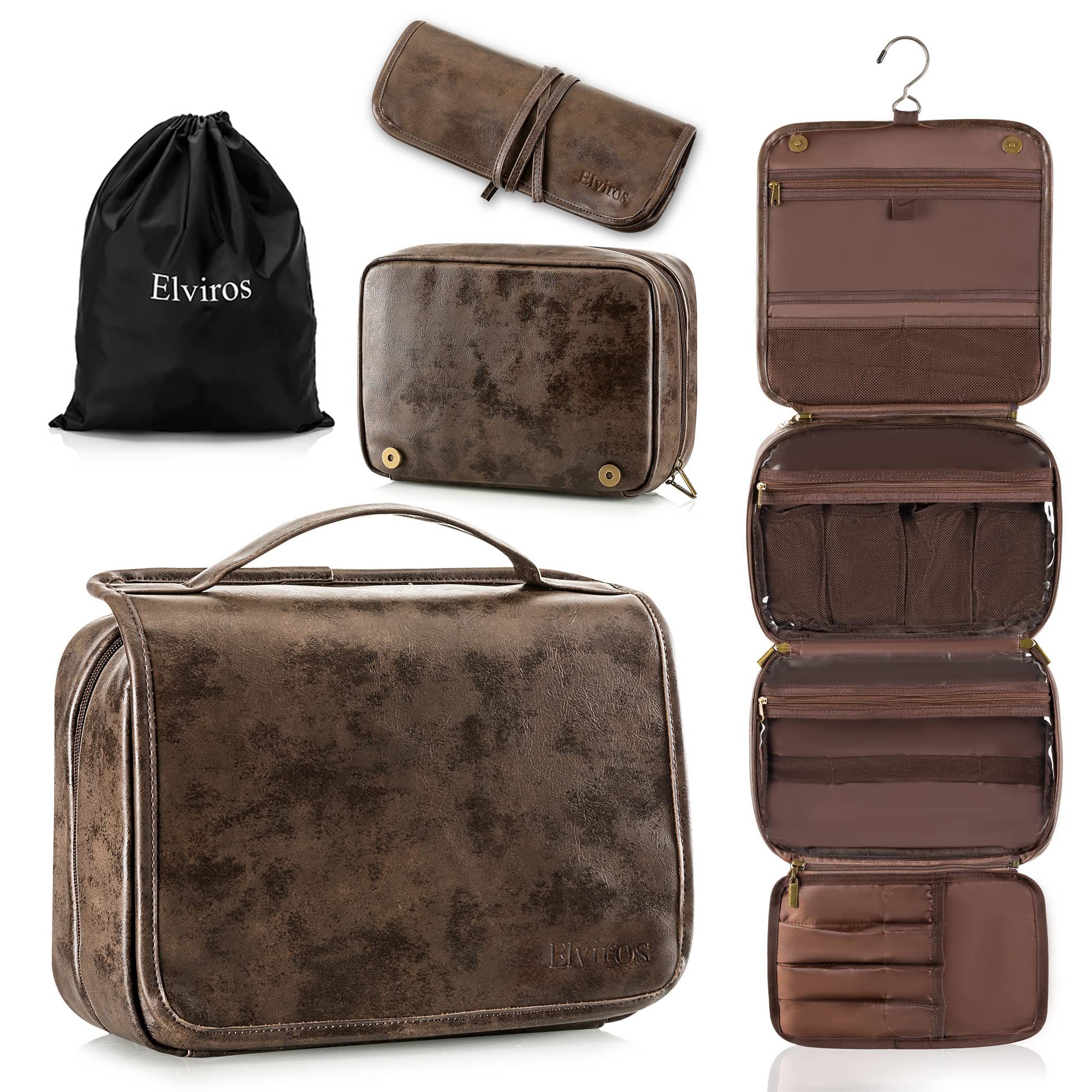 Elviros sac-toilette suspendu 3-en-1, pratique pour voyager et organiser vos produits.
