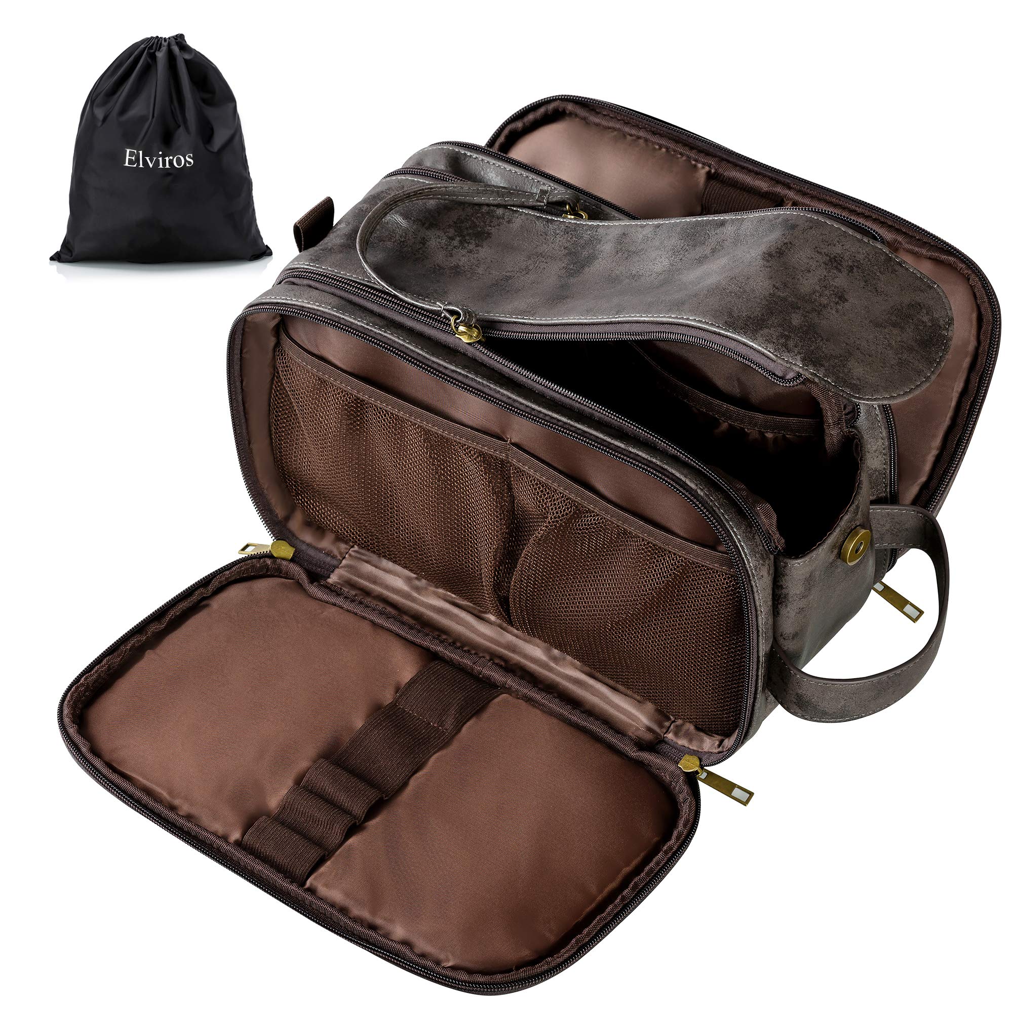 Elviros trousse toilette homme, ouverture double zip, accès rapide.