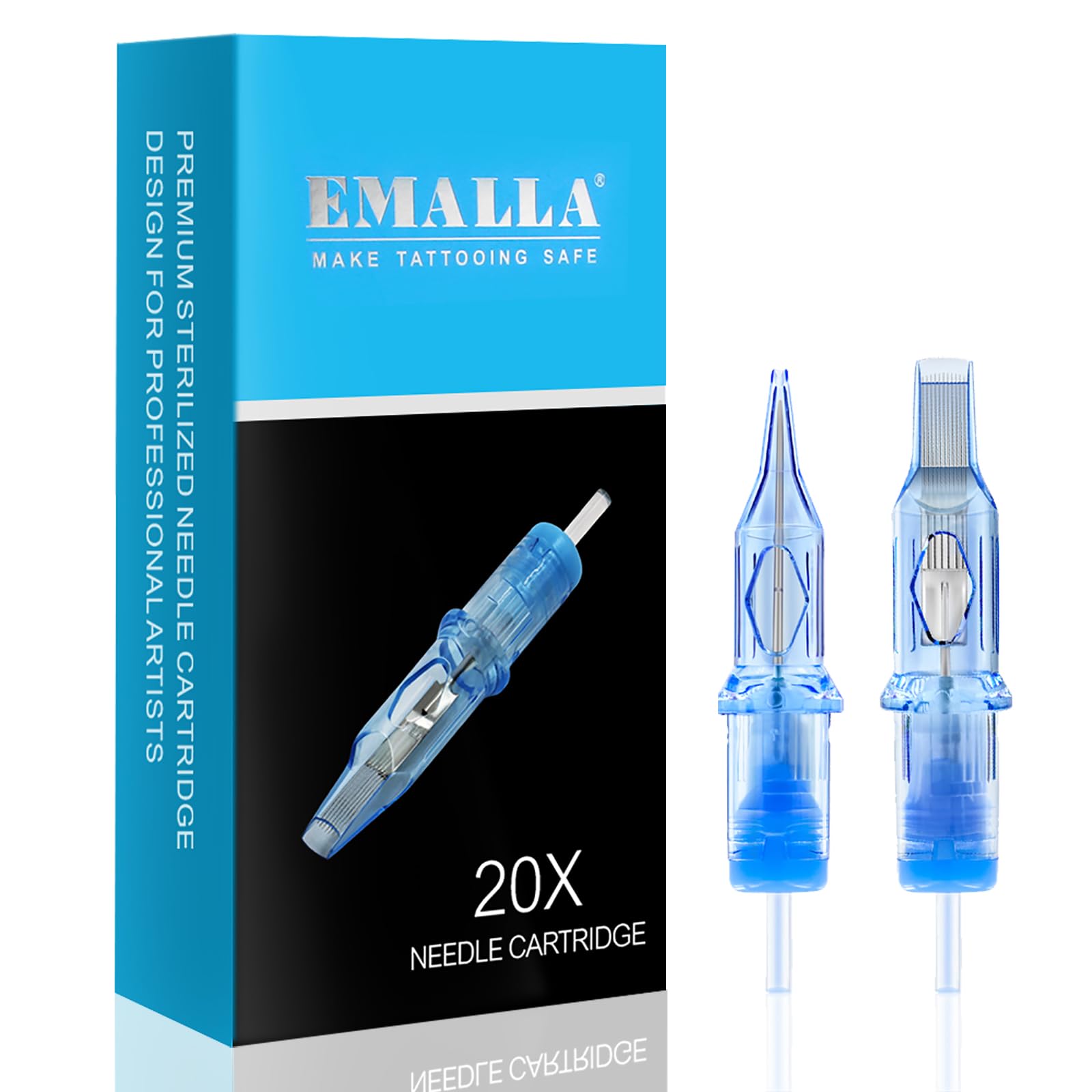 Aiguilles Emalla Eliot 1205RLL en lot de 20, prêt pour des contours précis.