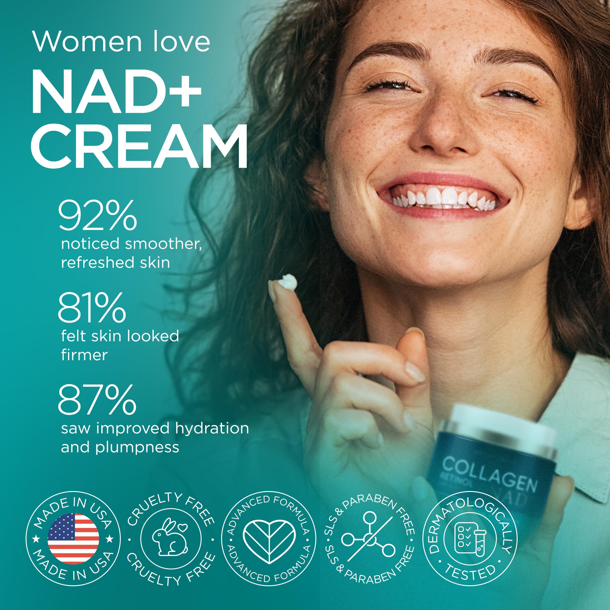Crème visage Ember Cloud Collagen NAD+ jour et nuit pour un teint plus frais.