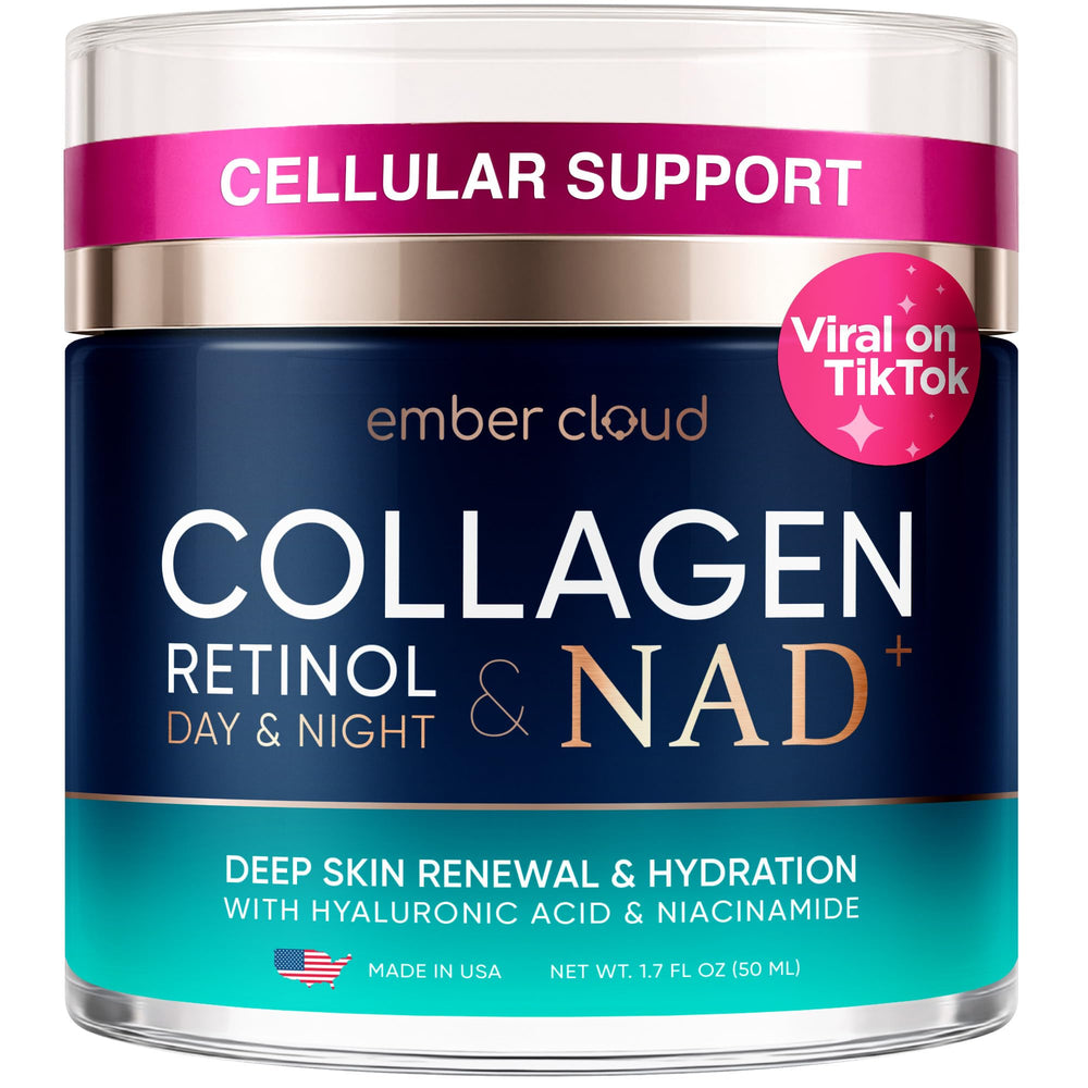 Crème Ember Cloud Collagen NAD+ avec pompe airless pour hydratation longue durée.