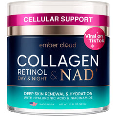 Crème Ember Cloud Collagen NAD+ avec pompe airless pour hydratation longue durée.